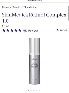 SkinMedica Retinol Complex 1.0 - Silver *Never opened*
